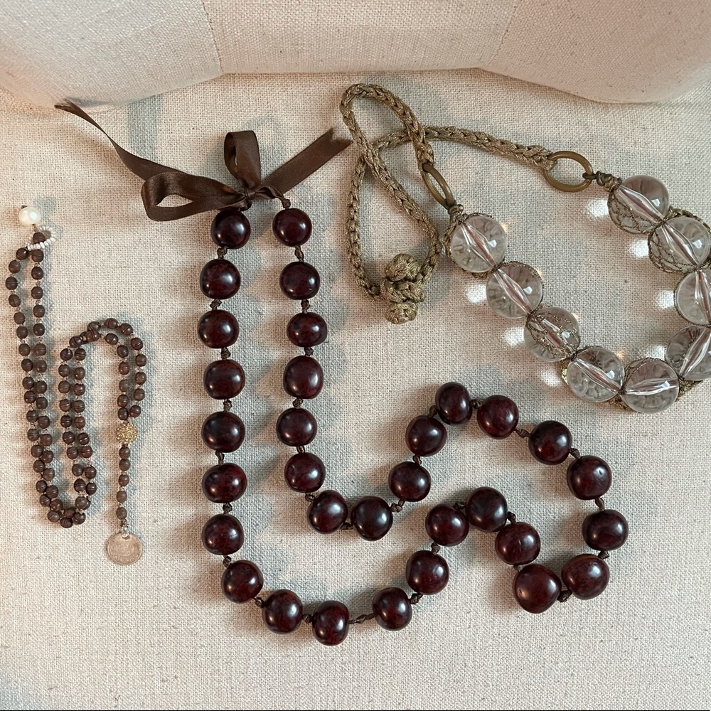 🆕 3 Long Beaded Necklace Bundle